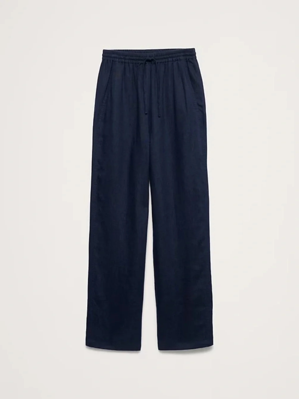 NWT! BANANA REPUBLIC NAVY THE GETAWAY STRAIGHT-LEG PULL-ON PANT IN LINEN 🖥️4️⃣